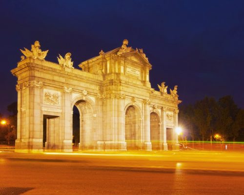 Spain, Madrid, Plaza de la Independencia, Neo-classical triumphal Archway The Puerta de Alcala.